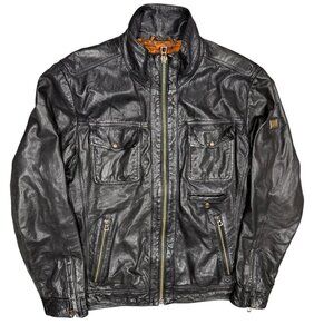 Hugo Boss Lamb Leather Jacket Motorcycle GR-Joetze Black Small